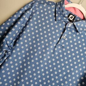FootJoy Blue Floral Polo Shirt Firethorne Country Club Size Medium